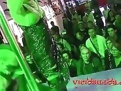 Slave with big boobs bound and humiliated in public BDSM