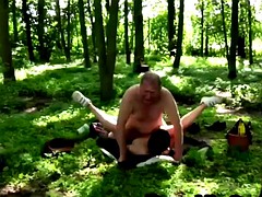 old guy pounding teen outdoors