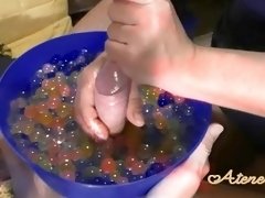 Sensitive handjob with oil and water balls // MASSIVECUM