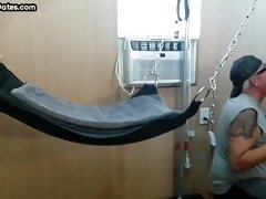 Mature gay amateur assfucked in sling after long BJ