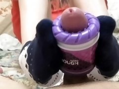 SOCKJOB and footjob with toy