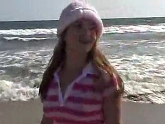Sweet Teen Little April Beach Walk and Relax