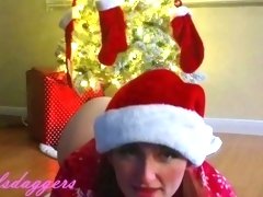 Slutty redhead excited to open new vibrator for chistmas gift