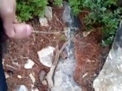 slow motion outdoor pee