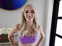 Young blonde loves the warm cum on her face after an impeccable cam fuck