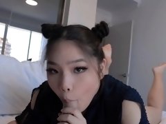 Beautiful Japanese babe delivers a sensual blowjob in POV